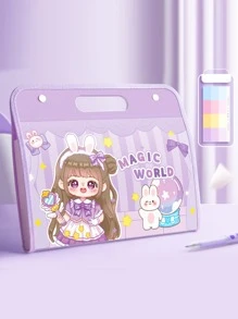 A4 Portable File Folder, Exam Papers Organizer With Multiple Accordion Layers, Horizontal Design Storage Bag For Students In Junior And Senior High School, Classification And Storage Of Documents And Insert Pockets - Purple - View 1