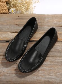 女士春秋休闲软底低帮鞋 - 黑色 - 查看 3