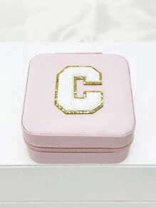 1入時尚個性化旅行珠寶盒，防水且便攜，粉色，帶有初始儲存，生日禮物，母親節禮物，畢業禮物，伴娘禮物 - 粉色 - 查看 12