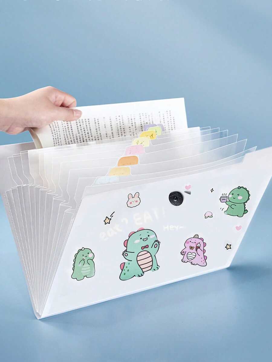 1 件恐龙/幸运/可爱熊图案 A4 纸收纳袋，5/8/12 层，用于试卷/文件分类整理，文件夹用于插页 返校,返校,学校用品