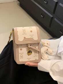 Mini Retro Print Phone Bag, Casual Shoulder/Crossbody Bag - Multicolor - View 8