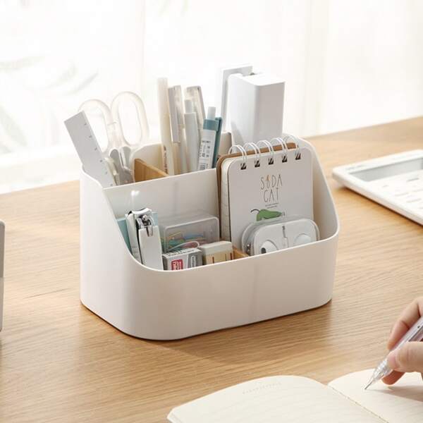 1 Stück Schreibtisch Aufbewahrungsbox mit Fernsteuerung Halter Büro Lieferungen großer Kapazität, abnehmbar Schallwand Kosmetika Desktop Organizer Tisch Organizer Komfortabel Alles in einem Aufbewahrungsbox für Kosmetik Fach Design, Desktop Organizer Büro Lieferungen