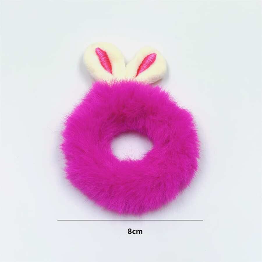 5pcs Super Cute Adorable Dopamine Series Plush Rabbit Ears Hair Ties ...