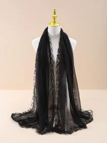 1pc Women's Lace Scarf - Black - View 1