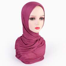 1 Pieza De Pañuelo Para La Cabeza De Moda Para Mujer Tejido De Punto Elástico Acanalado, Pañuelo, Envoltura En Rojo Rosa