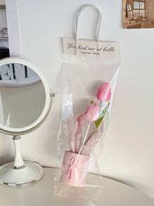 1 Conjunto de Buquê de Tulipas Artificiais Incluindo Balde de Plástico, Papel de Embrulho e 3 Tulipas, Novo Mini Balde Abraçando Tulipas, Caixa de Flores Pequena, Adequado para Presentes de Mãe, Dia da Mãe, Dia dos Namorados, Aniversário, Buquê para Segurar, Decoração de Mesa de Jantar em Casa, Presente de Aniversário para Mulheres, Dia dos Namorados, Presente - Rosa chiclete - Visão 7