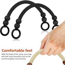 Vintage Woven Wood Beads DIY Handbag Handle Accessories Nylon Rope Wood Beads Beaded handle wrist Bag accessories - Black - View 2