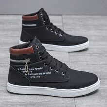 男士休閒運動鞋,防滑學生運動鞋,百搭風格運動輕便帆布鞋 - 黑色 - 查看 1