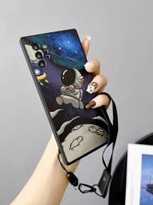 1 pieza Funda de teléfono con patrón de astronauta y cuerda colgante, anti-golpes compatible con iPhone15/15Plus/15Pro/15Promax, versión internacional, no la versión nacional - Multicolor - Ver 4