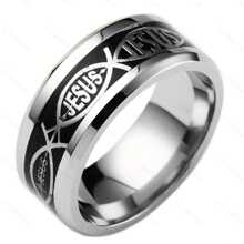 1 chiếc nhẫn thép không gỉ hình Chúa Jesus rộng 4MM thời trang dành cho nam trang sức Halloween màu đen - màu đen - Xem 1