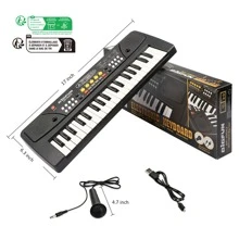 Kids Piano, 37 Keys Kids Keyboard Portable Electronic Multi-Function Music Piano Keyboard for Kids (Black) - Black - View 6