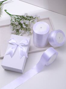 5 rollos de cinta de satén, materiales para hacer flores de rosa DIY, cinta decorativa para pasteles, envoltorios de regalo, bodas, fiestas, Día de San Valentín, graduación, Día de la Madre, cumpleaños, suministros para bodas, regalos para damas de honor, recuerdos de fiesta, regreso a clases, Día del Trabajo, Día de la Independencia, rosas hechas a mano, Día de San Valentín, Año Nuevo - Blanco - Ver 3