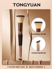 一套双头化妆刷，包含粉底刷、腮红刷、鼻影刷、轮廓刷、遮瑕刷、细节刷、软纤维眼影刷、多功能高光刷、轮廓腮红刷、鼻影刷、散粉刷、软毛化妆刷、粉底刷、遮瑕刷、腮红刷、轮廓刷、腮红刷、修容刷、散粉刷、粉底刷、腮红刷