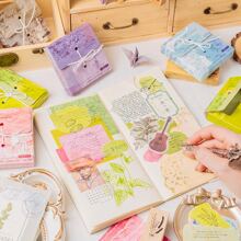 MOCARD 1盒/100入不同圖案材質紙 - 紫色 - 查看 6