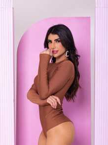 Women Bodysuits - Rust Brown - View 4