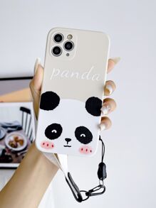 1 Pieza Funda De Teléfono Anti-caída Con Patrón De Panda Y Cordón