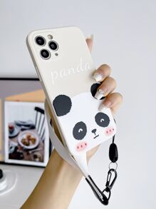 1 Pieza Funda De Teléfono Anti-caída Con Patrón De Panda Y Cordón