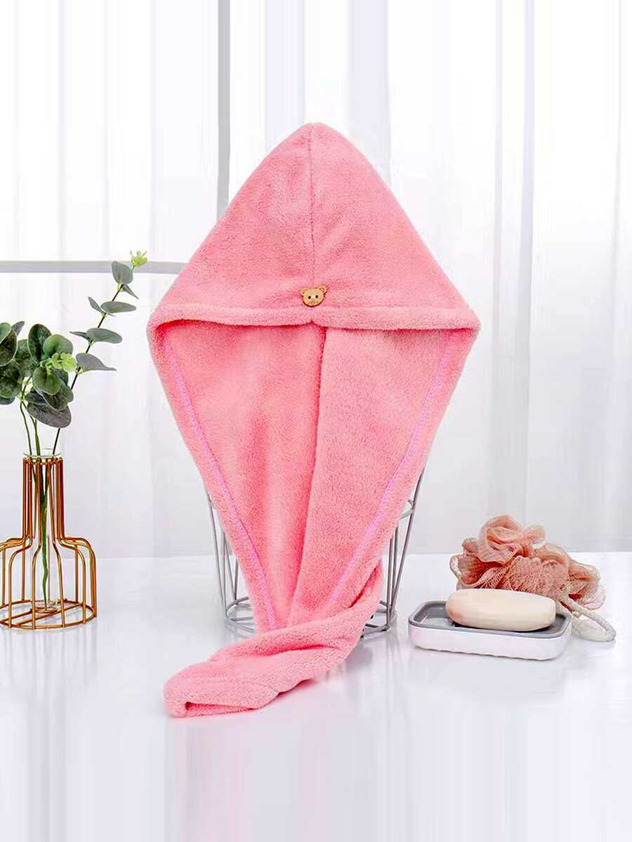 1pc Thickened Super Absorbent Quick-Drying Hair Drying Cap Towel Turban For Bath And Shower - Pink - View 1