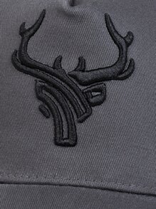 1pc Men's Antler Embroidery Printed Baseball Mesh Cap, Outdoor Adjustable Sunscreen Leisure Hat Suitable For Spring Summer Travel Beach Party Street - Grey - View 5