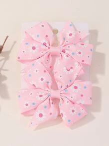 bilicaca 2入組卡通印花蝴蝶結髮夾,適用於兒童馬尾,簡單的節慶頭髮配件適用於女寶寶 - 彩色 - 查看 3