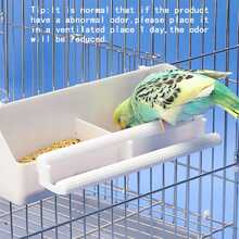 1入組-雙格架鳥飼料槽鸚鵡飼料器 - 白色 - 查看 2