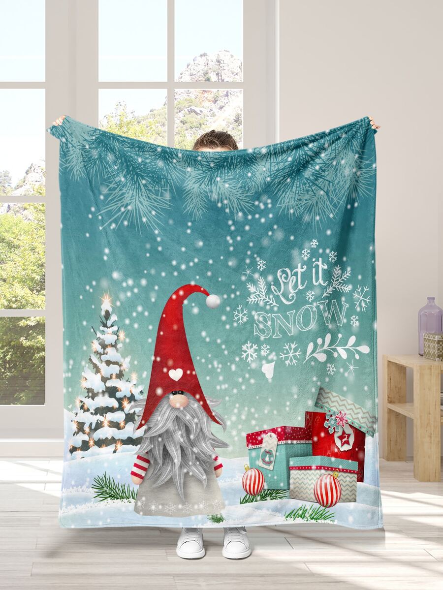 1入聖誕禮物,小矮人圖案法蘭絨毛毯,適用於舒適溫暖的家庭沙發和床鋪 - 彩色 - 查看 1