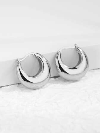 Charm-In 1入組極簡圓耳環銅首飾類