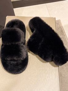 女式人造珍珠裝飾室內家居拖鞋,時尚黑色 - 黑色 - 查看 6