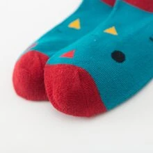 5双/套男女款可爱卡通兔子、蔬菜、蘑菇图案中筒袜，黄色。适合秋季和春季。适合幼儿、婴儿、女孩和小学生。四季皆宜。 - 彩色 - 查看 8