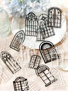 1pack/20pcs Vintage Hollow Out Window & Lace Flower Pattern Scrapbooking Decorative Paper - Multicolor - View 2