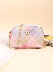 輕便、便攜、經典、休閒彩虹印花方形包、斜挎單肩包帶鏈帶、相機包適合青少年女大學生、菜鳥和白領，非常適合辦公室、大學、初中、高中、工作、商務、通勤、戶外、旅行、郊遊 - 彩色 - 查看 1