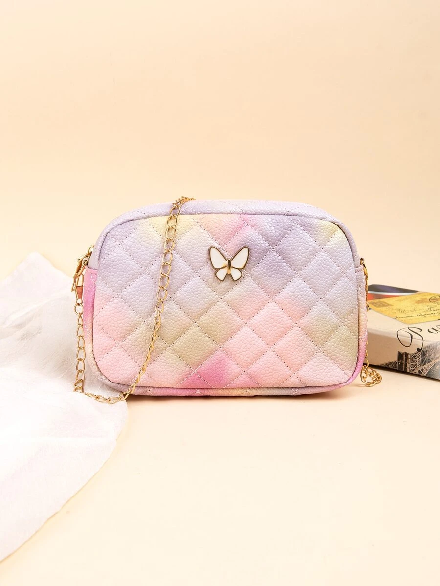 輕便、便攜、經典、休閒彩虹印花方形包、斜挎單肩包帶鏈帶、相機包適合青少年女大學生、菜鳥和白領，非常適合辦公室、大學、初中、高中、工作、商務、通勤、戶外、旅行、郊遊 - 彩色 - 查看 1