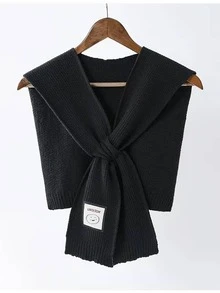 1 件女式保暖防風休閒裝飾多功能針織披肩、開衫、圍巾適合夜間戶外、約會、旅行 - 黑色 - 查看 3