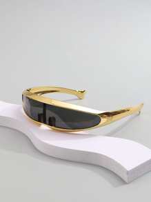 新品镀银时尚眼镜未来战士男女户外运动骑行眼镜 - 金色 - 查看 1