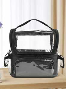Bolso Cosmetiquero Bolso de Maquillaje PVC Transparente Impermeable de Gran Capacidad - Negro - Ver 9