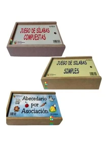 Kit de 3 cajas Abecedario (Abc) x asociación, silabario simple y compuesto Juego infantil Didáctico para aprender a leer - Azul - Ver 1