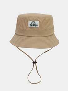 1pc Patchwork Wide Eaves Bucket Hat Four Seasons Bucket Hat Outdoor Travel Sun Cap For Men And Women - Khaki - View 1