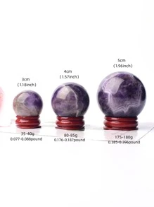 1pc Simple Natural Amethyst Crystal Ball Desktop Decorative Craft With Free Base