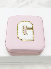 1入時尚個性化旅行珠寶盒，防水且便攜，粉色，帶有初始儲存，生日禮物，母親節禮物，畢業禮物，伴娘禮物 - 粉色 - 查看 24