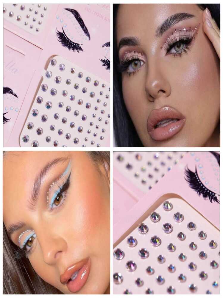 Pack Of Crystal Stones For Makeup Face Art Stickers With Diamond - White - View 1
