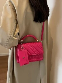 Women's Fashionable Casual Waterproof Shoulder Bag/ Crossbody Bag/ Handbag - Hot Pink - View 3