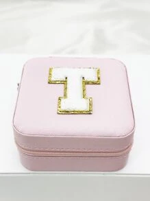 1入時尚個性化旅行珠寶盒，防水且便攜，粉色，帶有初始儲存，生日禮物，母親節禮物，畢業禮物，伴娘禮物 - 粉色 - 查看 13