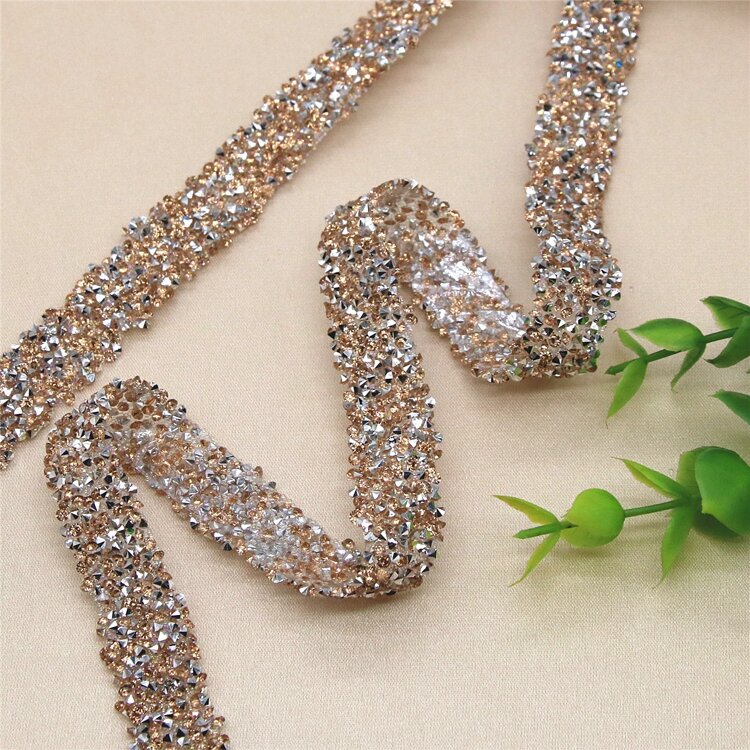 1pc Self-adhesive Resin Rhinestone Trim Clothing Accessory For Diy - Champagne - View 2