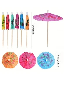 50pcs Cocktail Umbrella Picks, Tropical Color Party Toothpicks, Party Decoration Supplies, Home Decoration, Room Decoration, Summer Party Decoration, Hawaii Themed Party,Christmas - Multicolor - View 4