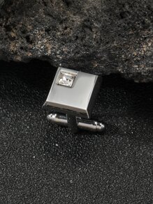 1 Pc Fashion Style Square Cufflinks For Men's Daily Wear - 銀色 - 查看 4