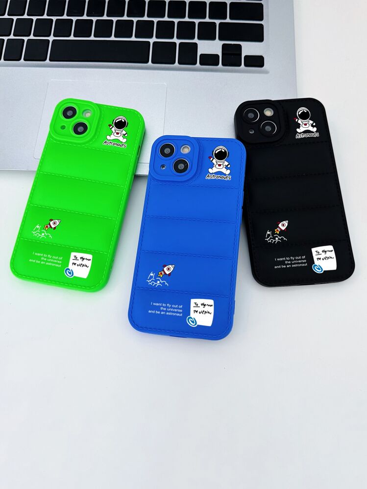 3件套宇航员极简3D立体加厚手机壳，兼容 17 Pro Max，可爱手机壳，也兼容 13/14/15/16/16 Plus/16 Pro Max - 彩色 - 查看 3