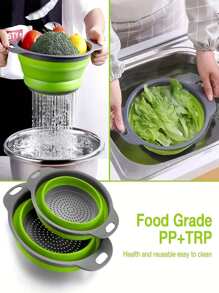 1pc Foldable Kitchen Portable Sink Strainer Basket For Camping Outdoor - Red - View 4