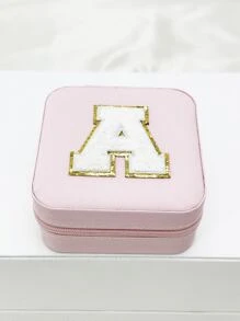 1入時尚個性化旅行珠寶盒，防水且便攜，粉色，帶有初始儲存，生日禮物，母親節禮物，畢業禮物，伴娘禮物 - 粉色 - 查看 11