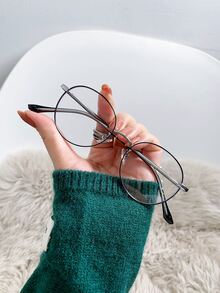 1 件女士圆形镜框小号金属框架眼镜可爱学院风透明镜片眼镜时尚配饰 - 彩色 - 查看 3