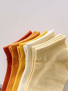 6pairs Women's Random Color Simplistic Solid Low Cut Socks For Casual Wear